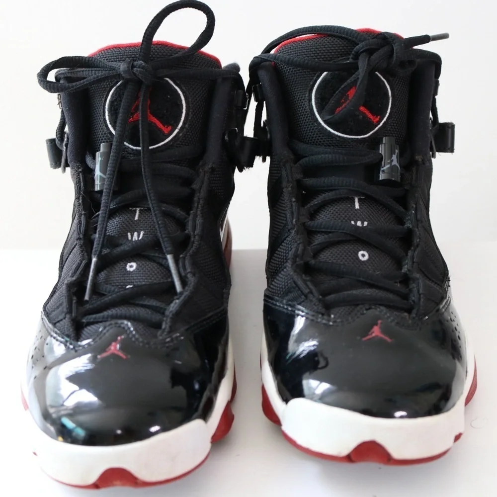 Nike Air Jordan 6 Rings GS BRED PLAYOFF BLACK RED 323419-062 Youth 6Y Womens 7.5